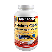 Viên Bổ Sung Canxi Mg Zn Kirkland Calcium Citrate 500mg của Mỹ 250 viên
