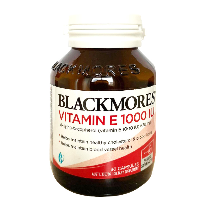 Viên uống bổ sung vitamin E Blackmores Natural E 1000IU hộp 30 viên của Úc