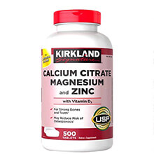 Viên uống Hỗ trợ xương khớp Kirkland Calcium Citrate Magnesium and ZinC 500 viên của Mỹ